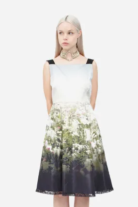TAFFETA WATERCOLOR DRESS WITH TAGS
