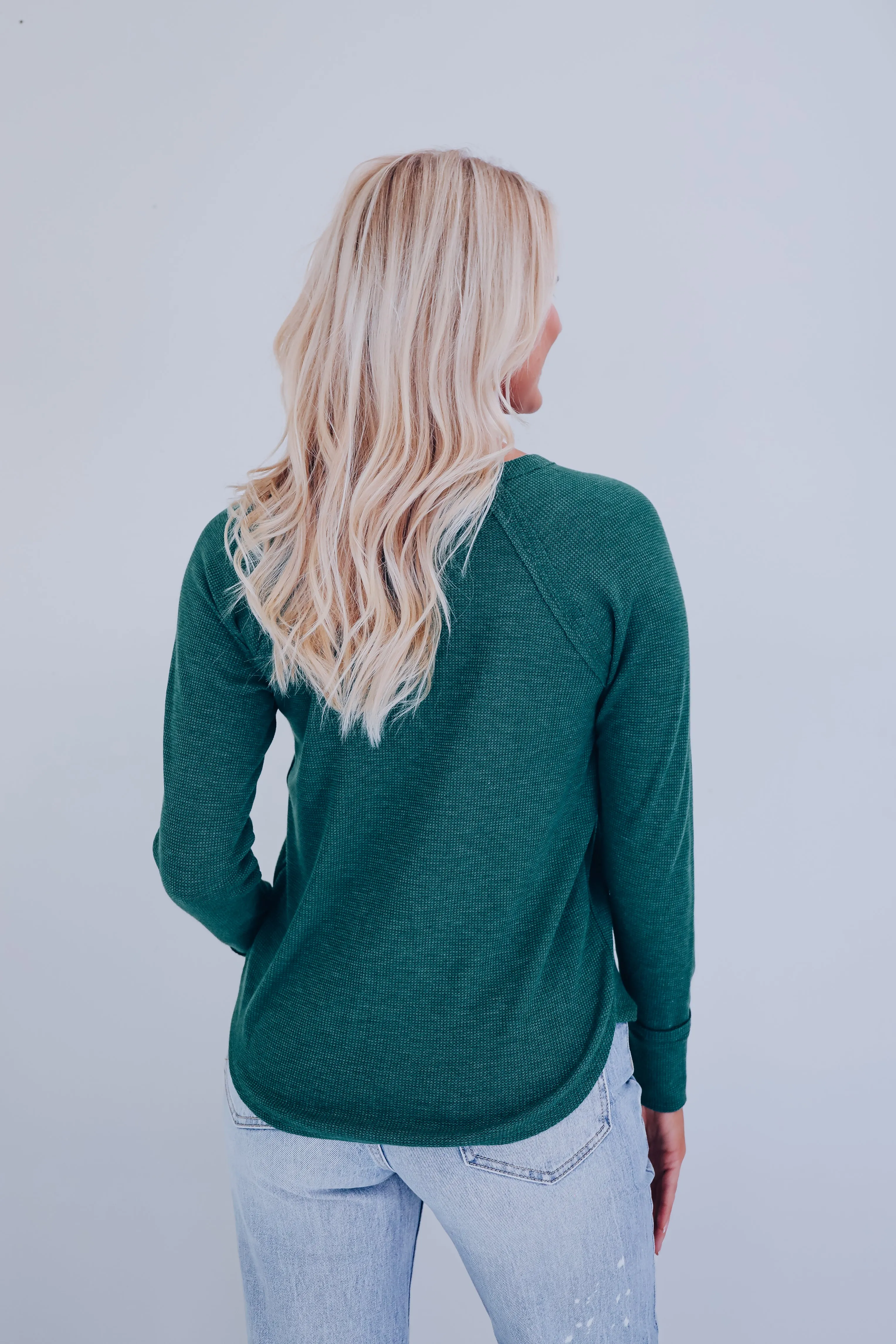 Toni Textured Long Sleeve Top - Green