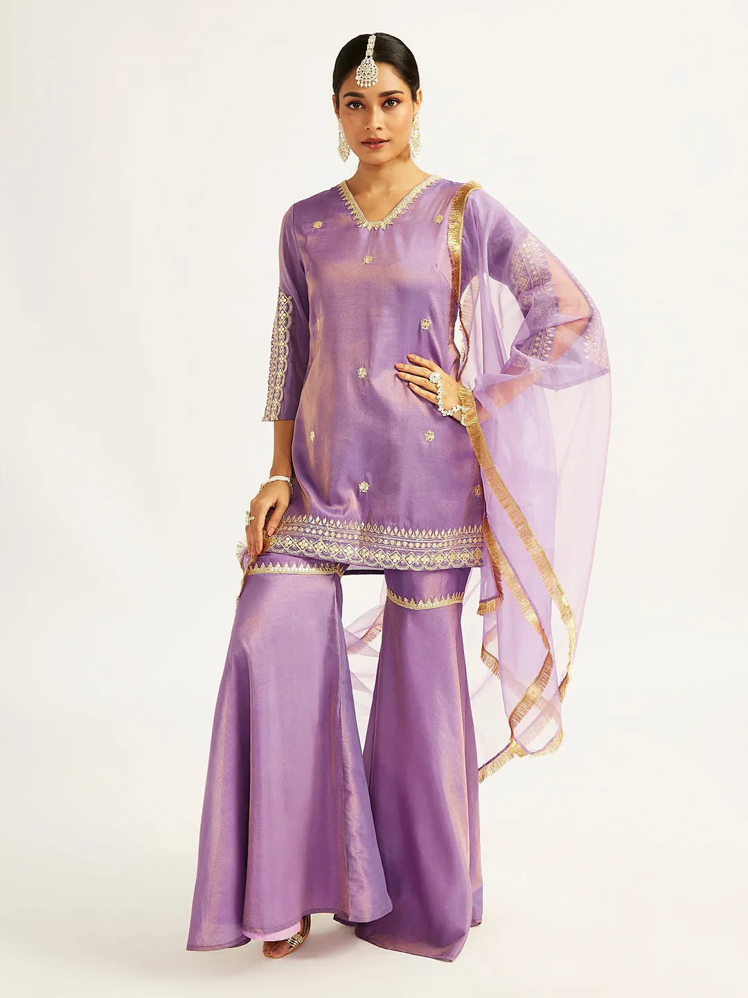 VASTRAMAY Women's lavender Sharara Set