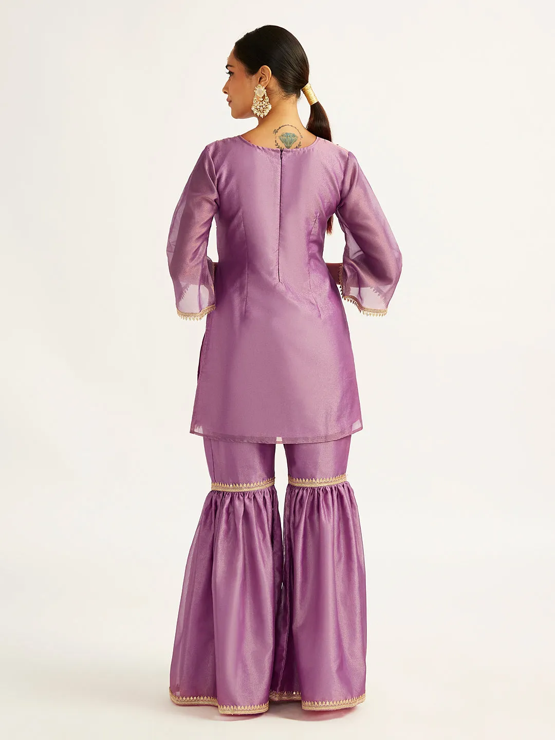 VASTRAMAY Women's Purple Kurta Sharara Set