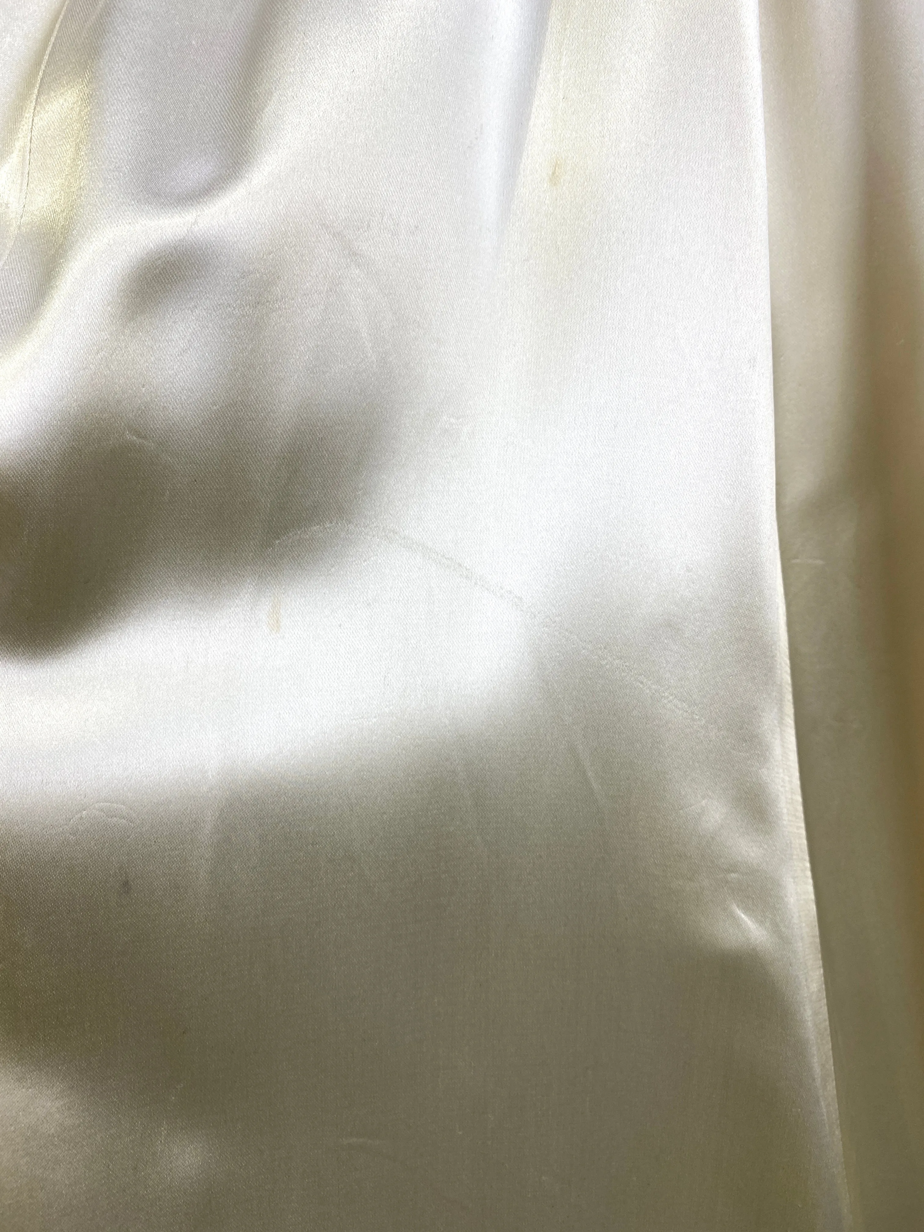 Vintage 1940s Liquid Satin Ivory Wedding Dress with Braided Straps, S-M