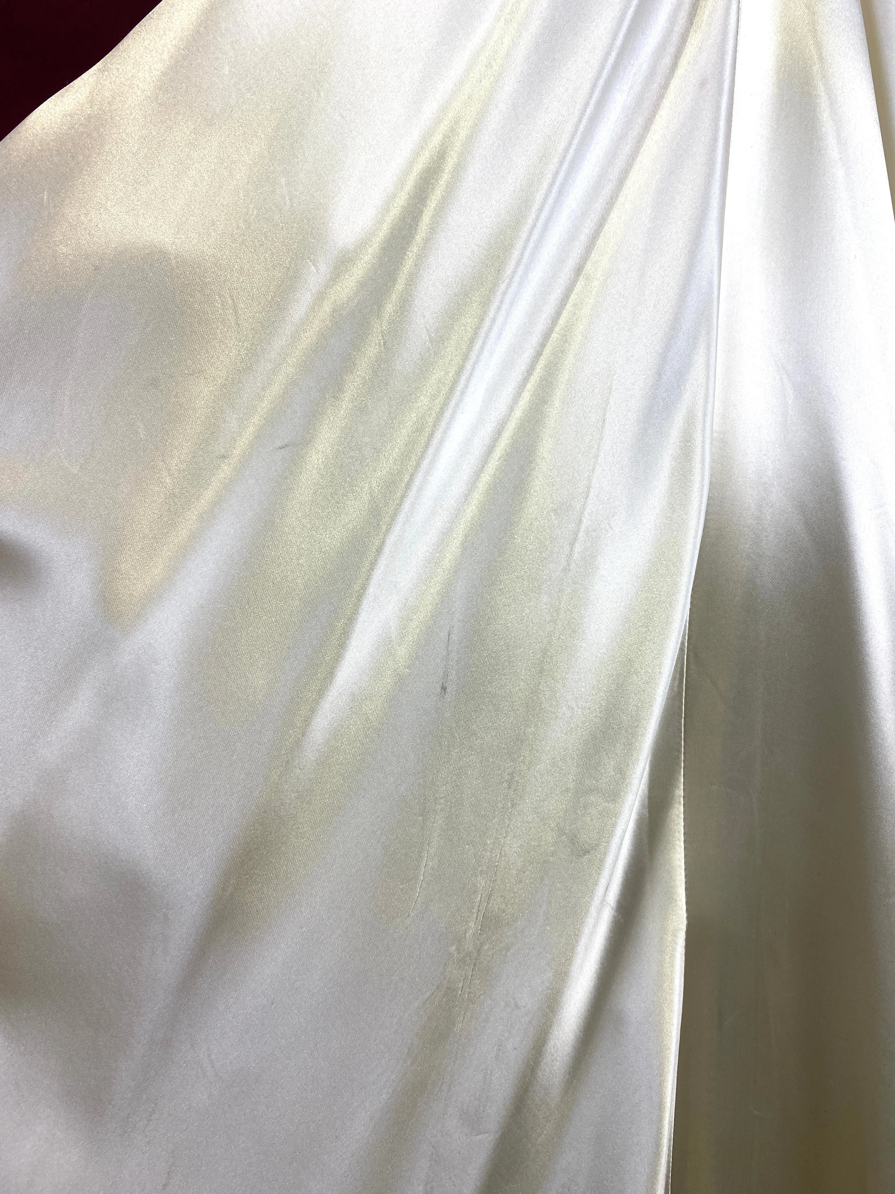 Vintage 1940s Liquid Satin Ivory Wedding Dress with Braided Straps, S-M