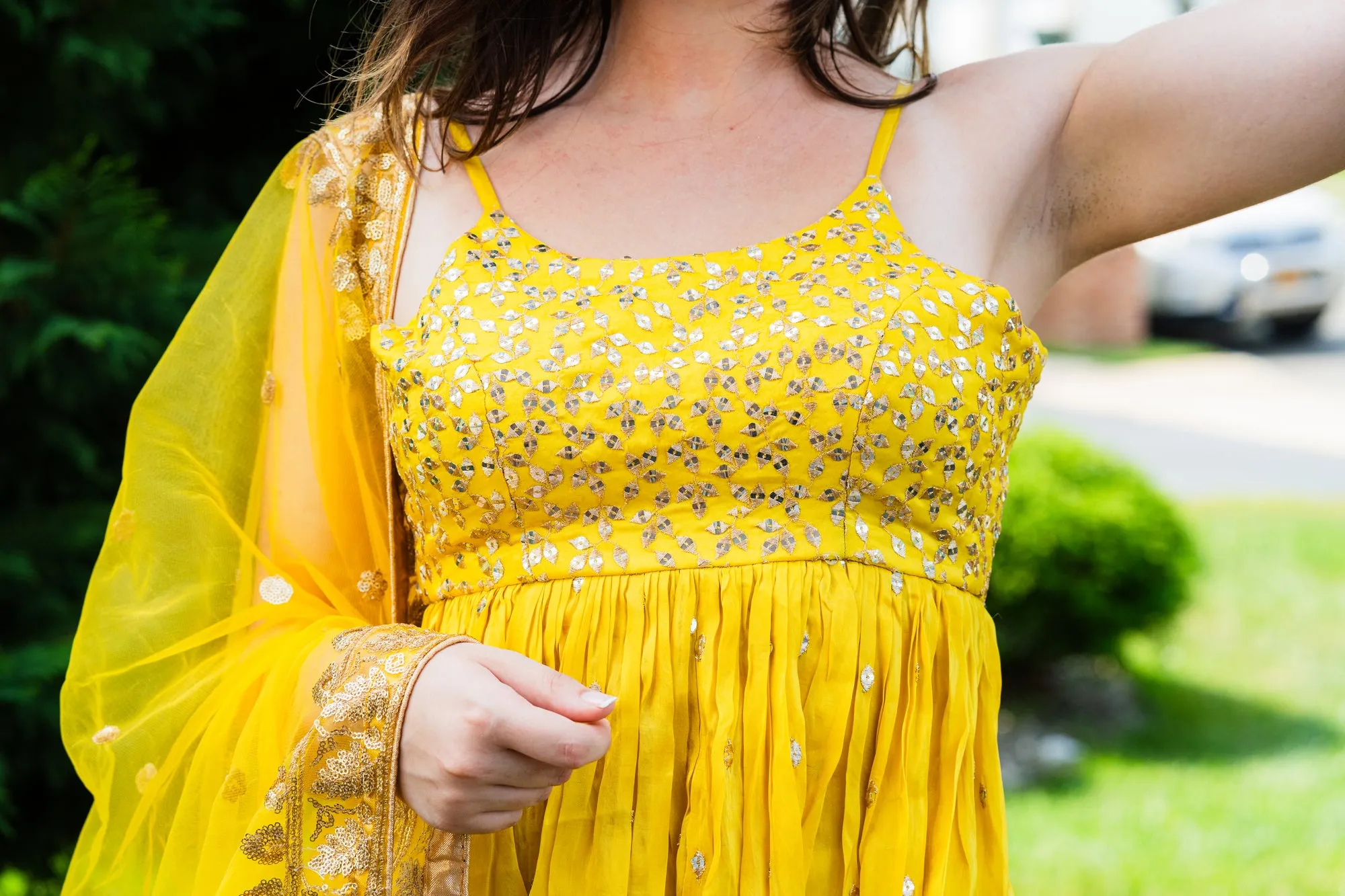 Yellow Sharara Set With Embroidered Peplum Top And Dupatta - Rent