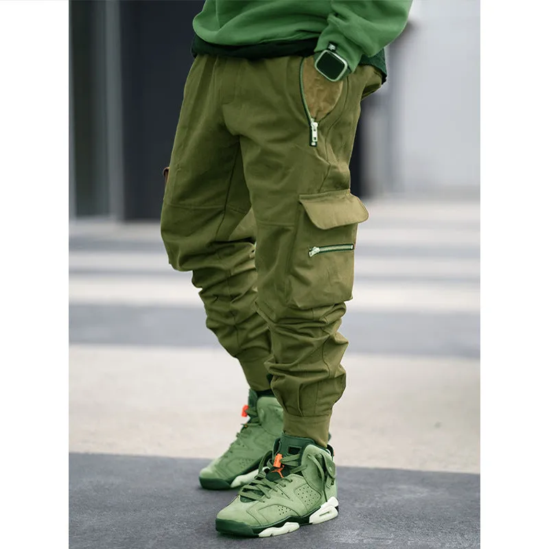 Zipper Pocket Stretch Sports Street Style Fitness Trousers
